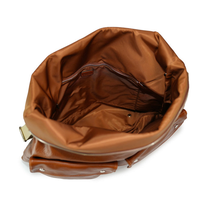 Cairon-di-Felisi-borsa-doppia-portata-da-uomo-realizzata-in-pelle-di-vacchetta-martellata-marrone-medio-con-tracolla-in-cotone-e-foderata-in-nylon-tecnico