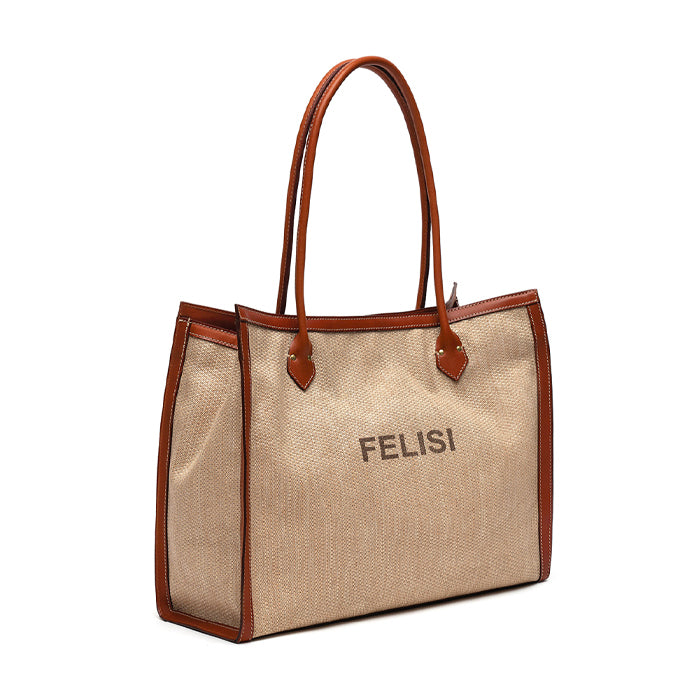 Hit-Felisi-toto-bag-a-mano-e-spalla-in-rafia-tecnica-sabbia-e-finiture-in-pelle-di-vacchetta-chiaro-foderata-in-nylon