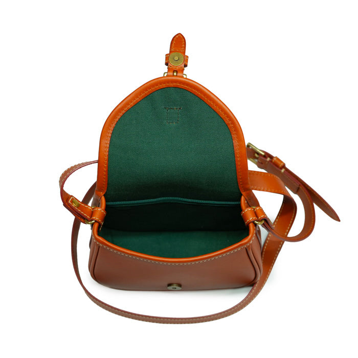 Jo-di-Felisi-borsa-a-tracolla-regolabile-donna-in-pelle-di-vacchetta-chiaro-con-cuciture-a-contrasto--e-interno-in-cotone-verde