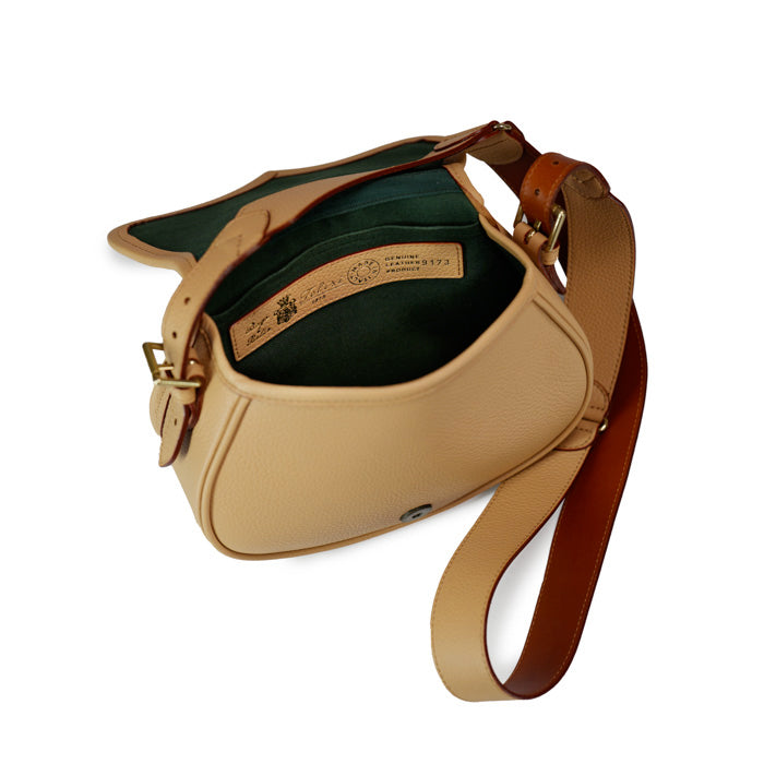 Lady-Marian-Felisi-borsa-donna-a-tracolla-regolabile-in-pelle-di-morbido-vitello-beige-e-fodera-in-cotone