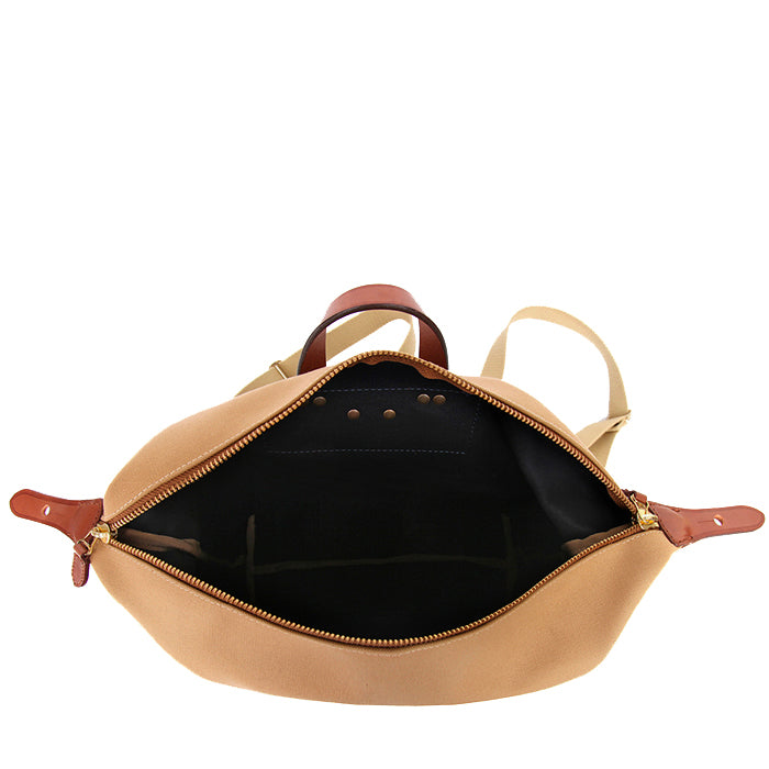 Shermy Felisi backpack in beige double cotton canvas and light bull leather