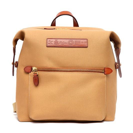 Shermy Felisi backpack in beige double cotton canvas and light bull leather