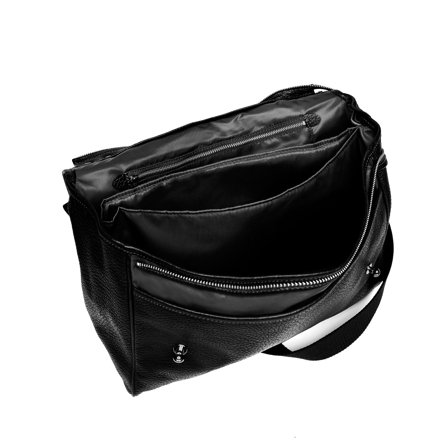Sir-borsa-a-mano-e-tracolla-uomo-in-pelle-stampa-grana-grossa-nero--interno-imbottio-in-nylon-tencnico