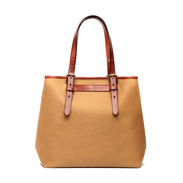 Violet Felisi tote bag in doppio canvas di cotone beige e pelle di toro chiaro