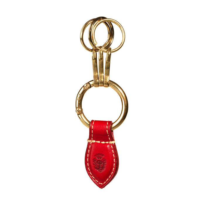 Davy Felisi keychain in light cowhide leather and brass