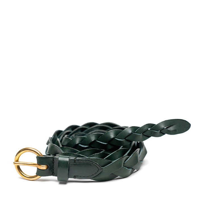 Diletta Felisi braid belt in green cowhide leather – felisibagsandbelts