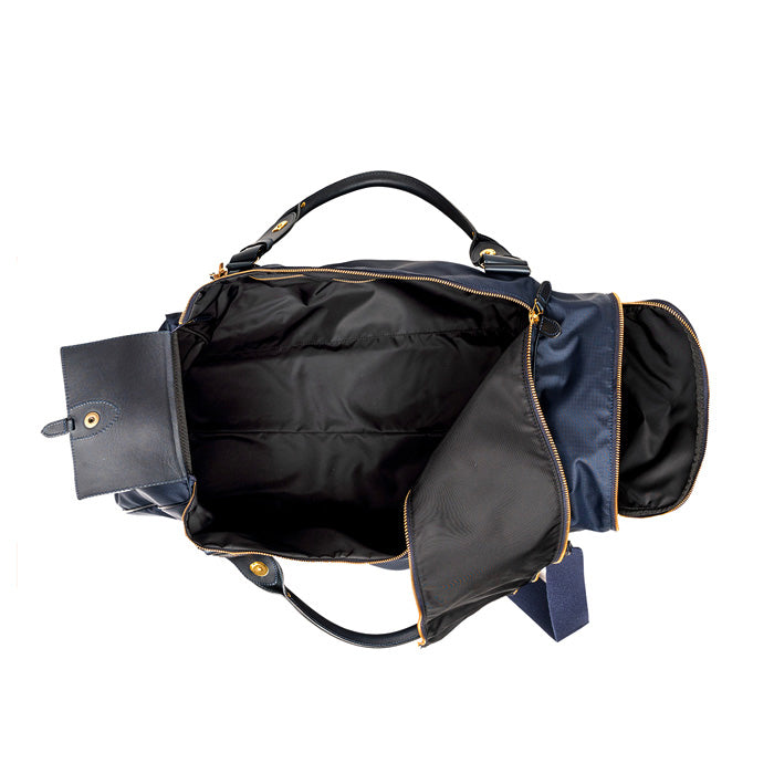 John-Felisi-valigia-da-palestra-e-da-viaggio-in-nylon-ripstop-resistente-blu-e-vacchetta-con-internoin-nylon-nero