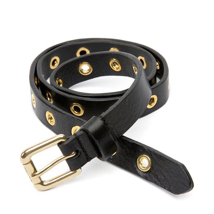 Prissy-Felisi-cintura-in-pelle-nera-con-vele-in-ottone