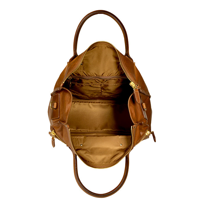 Robin-Felisi-borsa-a-mano-e-tracolla-in-pelle-di-vacchetta-martellata-marrone-medio-fodera-in-nylon-tracolla-in-cotone