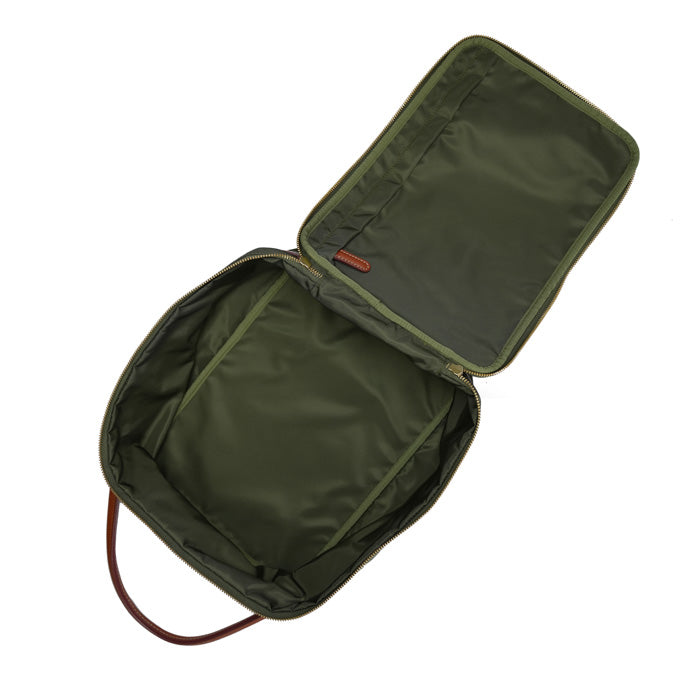 Jimmy di Felisi beauty shoe bag made of military green technical nylon with light-coloured leather finishes