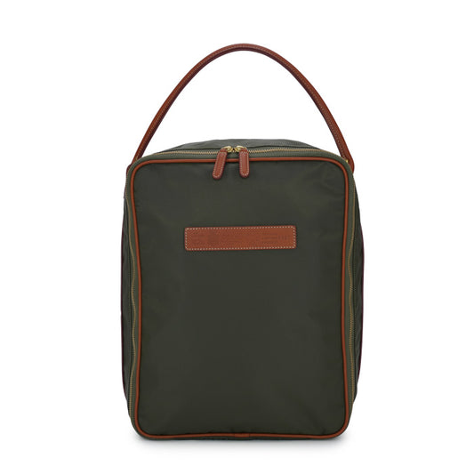 Freud Felisi beauty shoe bag made of military green technical nylon with light leather finishes