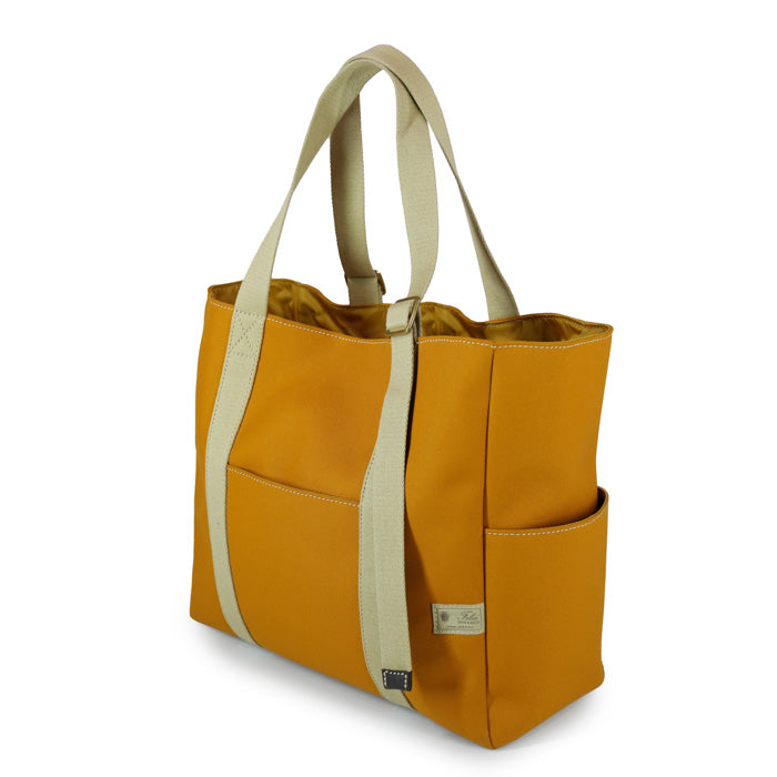 Walt Felisi tote bag in doppio canvas tecnico colore senape e tracolle regolabili in cotone