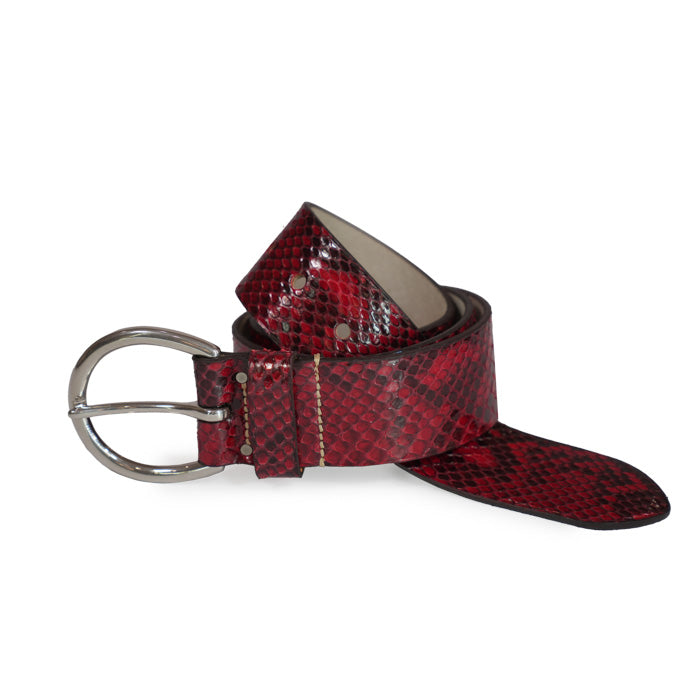 60/02 Felisi belt in real shiny python color red  