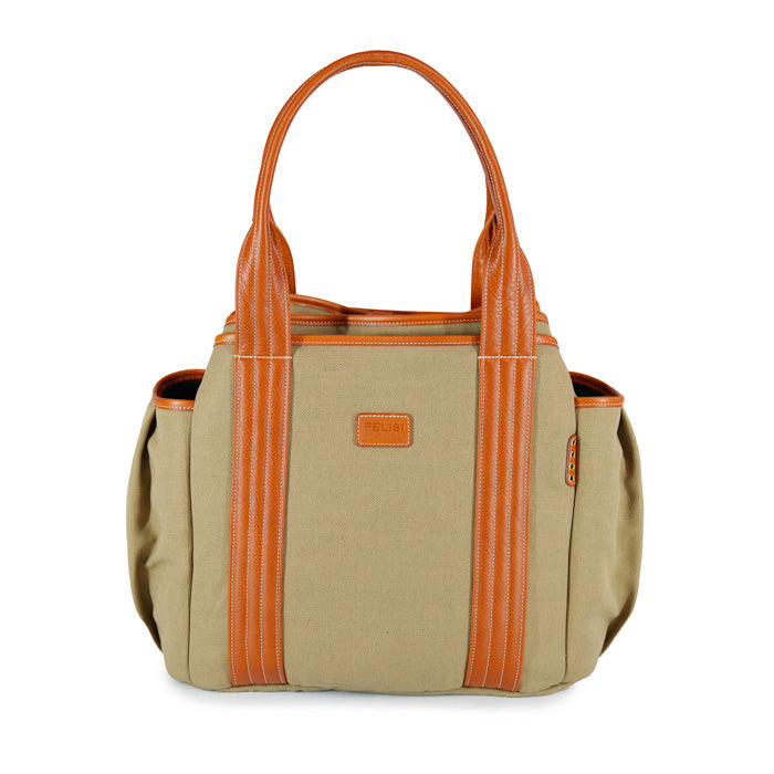 Andy by Felisi women's shoulder bag made of beige cotton canvas and li ...