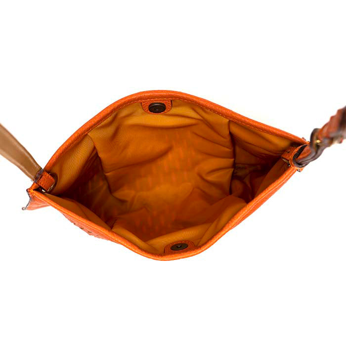 Betsy-Felisi-borsa-da-donna-a-tracolla-in-pelle-di-vitello-arancio-con-fodera-in-nylon-a-contrasto-arancio