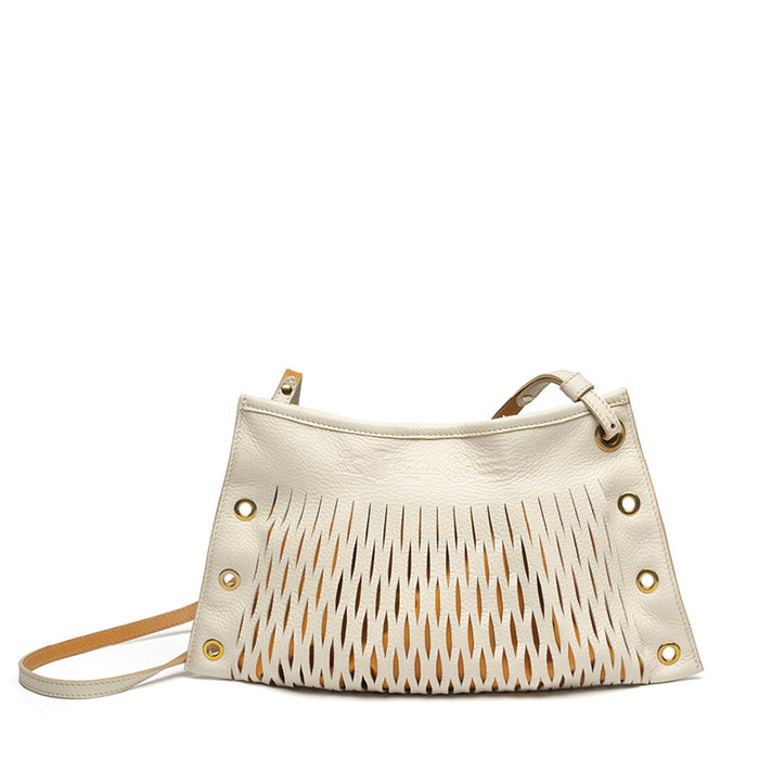 Betsy-Felisi-borsa-donna-a-tracolla-in-pelle-di-vitello-gesso-con-fodera-in-nylon-a-contrasto-arancio