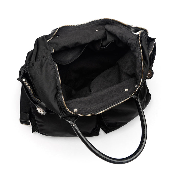 Helmet Felisi maxi in technical nylon and black cowhide leather trim