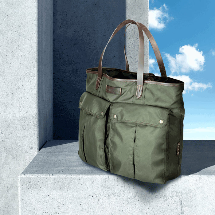 Julius-Felisi-tote-bag-uomo-in-nylon-tecnico-ripstop-resistente-verde-scuro