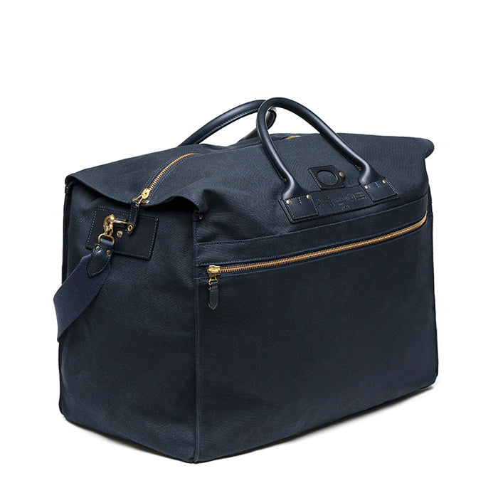 P2/6 Felisi suitcase in natural blue cotton canvas